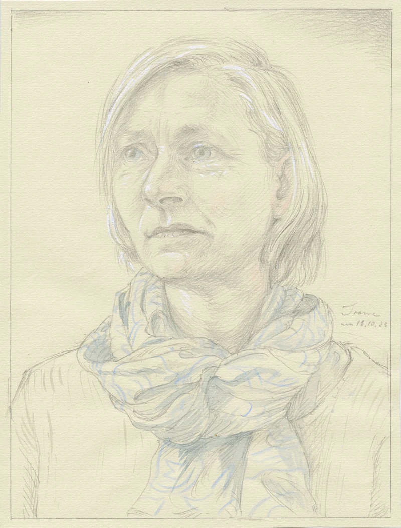 Irene, 2023, Bleistift, Farbstift