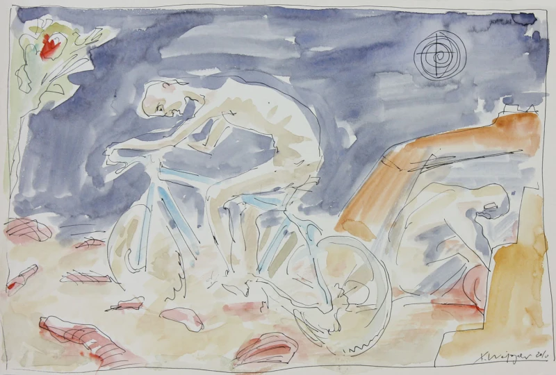 Nacht/Fleisch, 2010, Feder/Aquarell, 21 × 30 cm