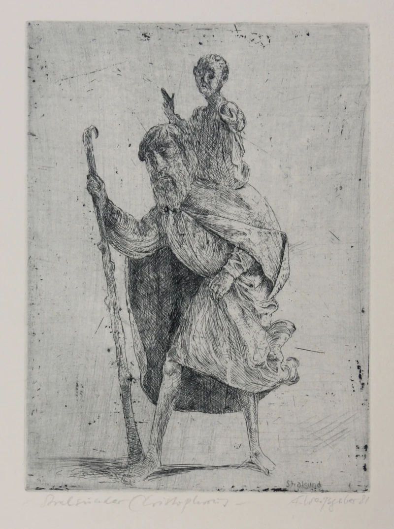 Stralsunder Christophorus, 1981, Radierung, 23 × 16,5 cm