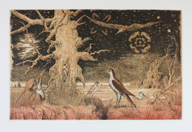 kleine Wildnis, Farbradierung, 24 × 39 cm