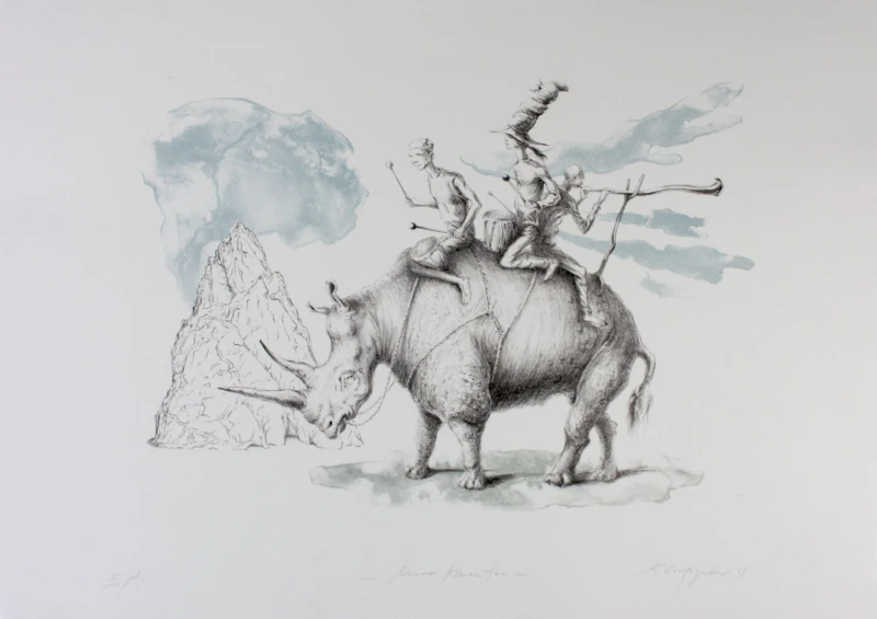 Musikanten, 2008, Farblithografie, 29 × 40 cm