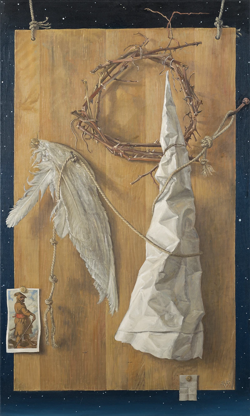 Stillleben mit Flügel, 2017, Öl/Leinwand, 100 × 60 cm, Kunstpreis der Bernd und Gisela Rosenheim-Stiftung 2025